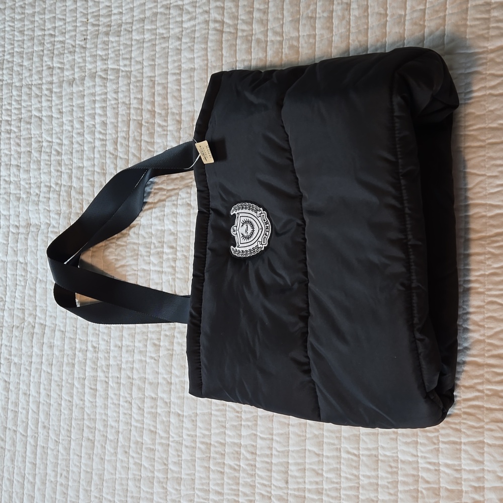 Pink Victoria Secret Black Puffy Bag